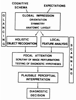Diagram explaining the two stages of visual search